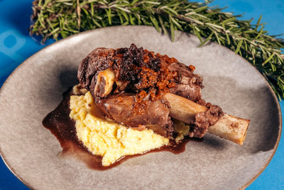 Lamb Shanks with Polenta, Butter Beans and Jus