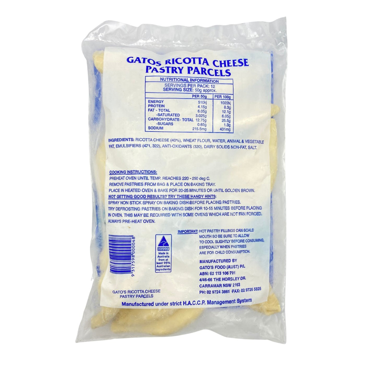 Gato's Pastizzi Ricotta Cheese 600g