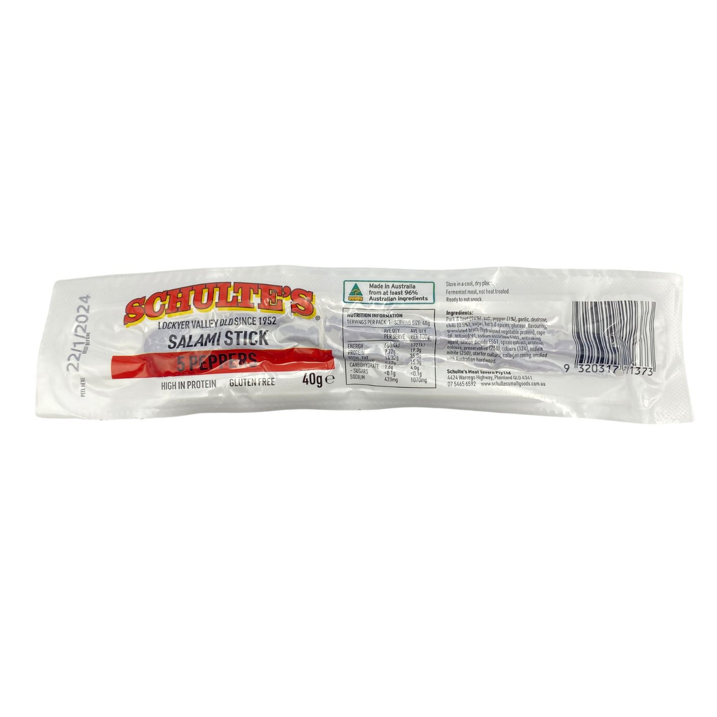 Schulte's 5 Peppers Salami Stick 40g