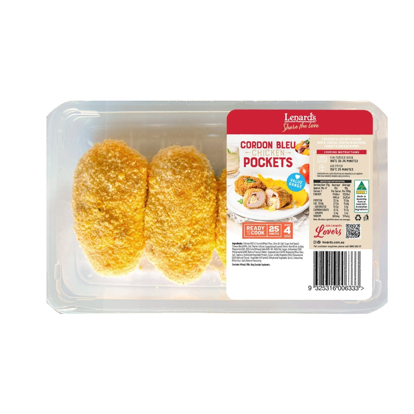 Lenard's Chicken Cordon Bleu Pockets 684g