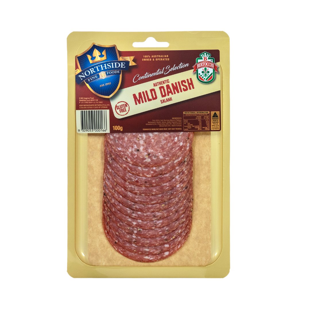 Bertocchi Mild Danish Salami Sliced 100g