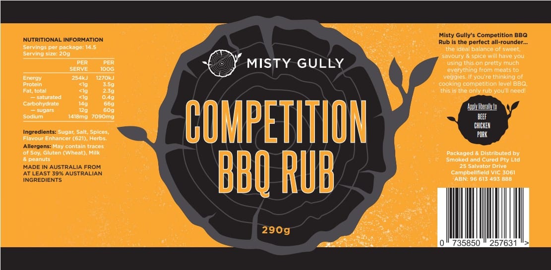 Misty Gully Competition BBQ Rub 210g